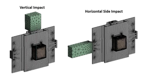 DDAM FEA Veritical and Horizontal Impact Model for Mechanical Shock Modeling